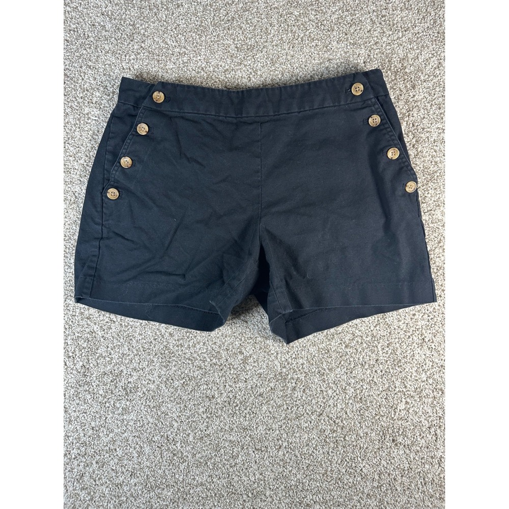Banana Republic Black Sailor Shorts Button Front Cotton Stretch Size 4